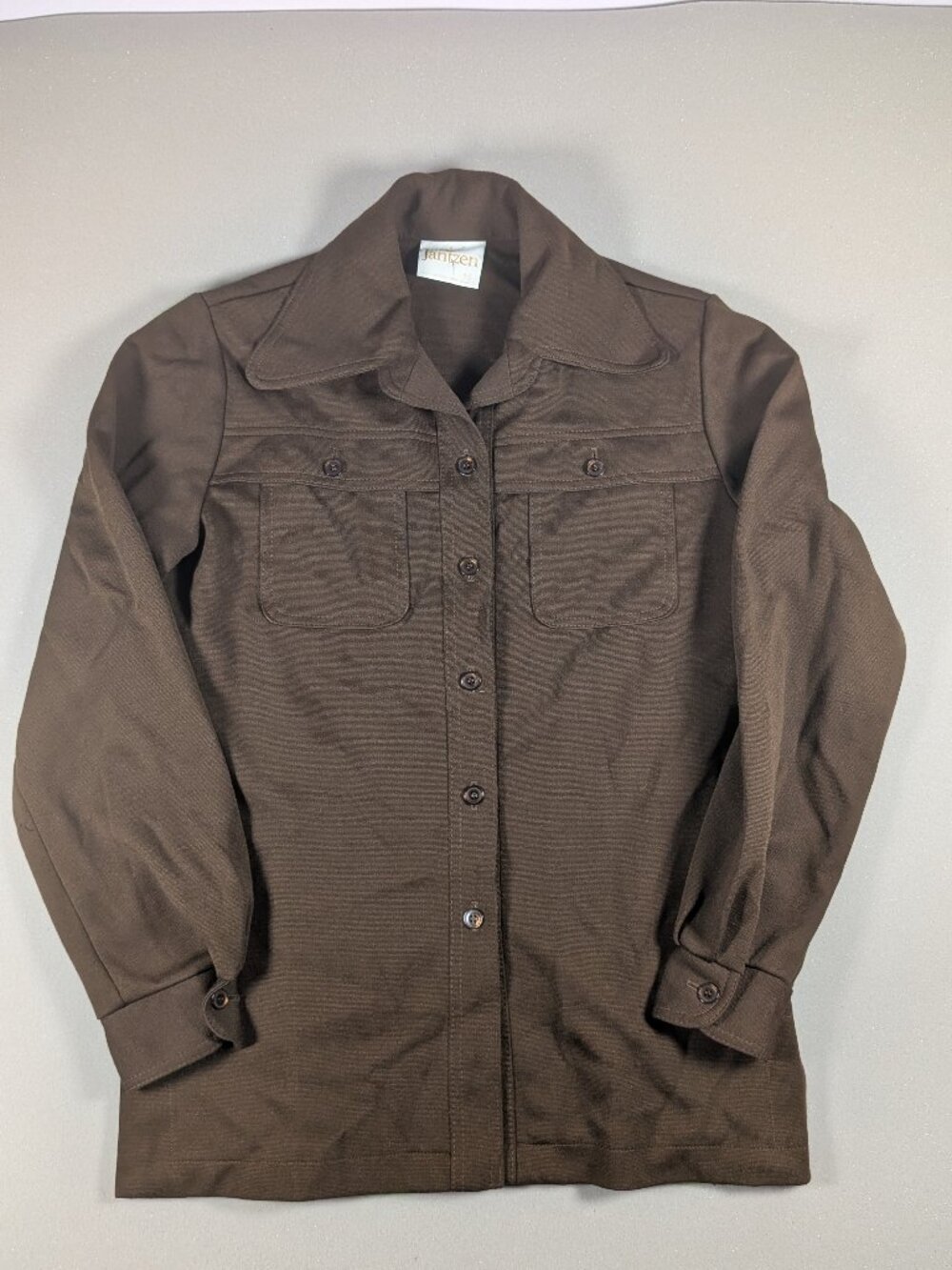 1970s Vintage Jantzen Women's Brown Button Down LS Shirt